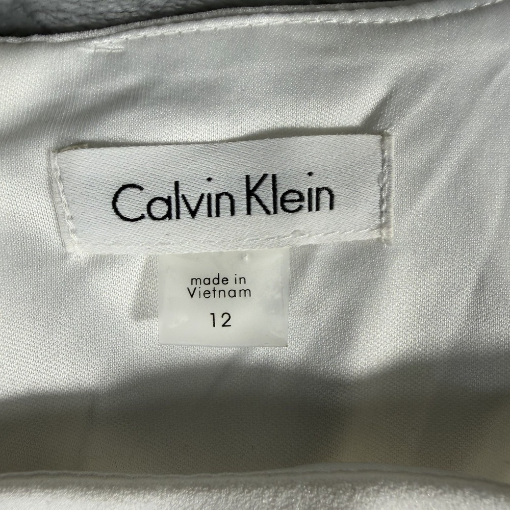 Calvin Klein White Ethereal Sheath Dress Lace Ruffles Cocktail Office Size 12 - Picture 4 of 5